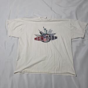 Jerzees New York City T-Shirt Men's XL White Skyline Statue of Liberty VTG
